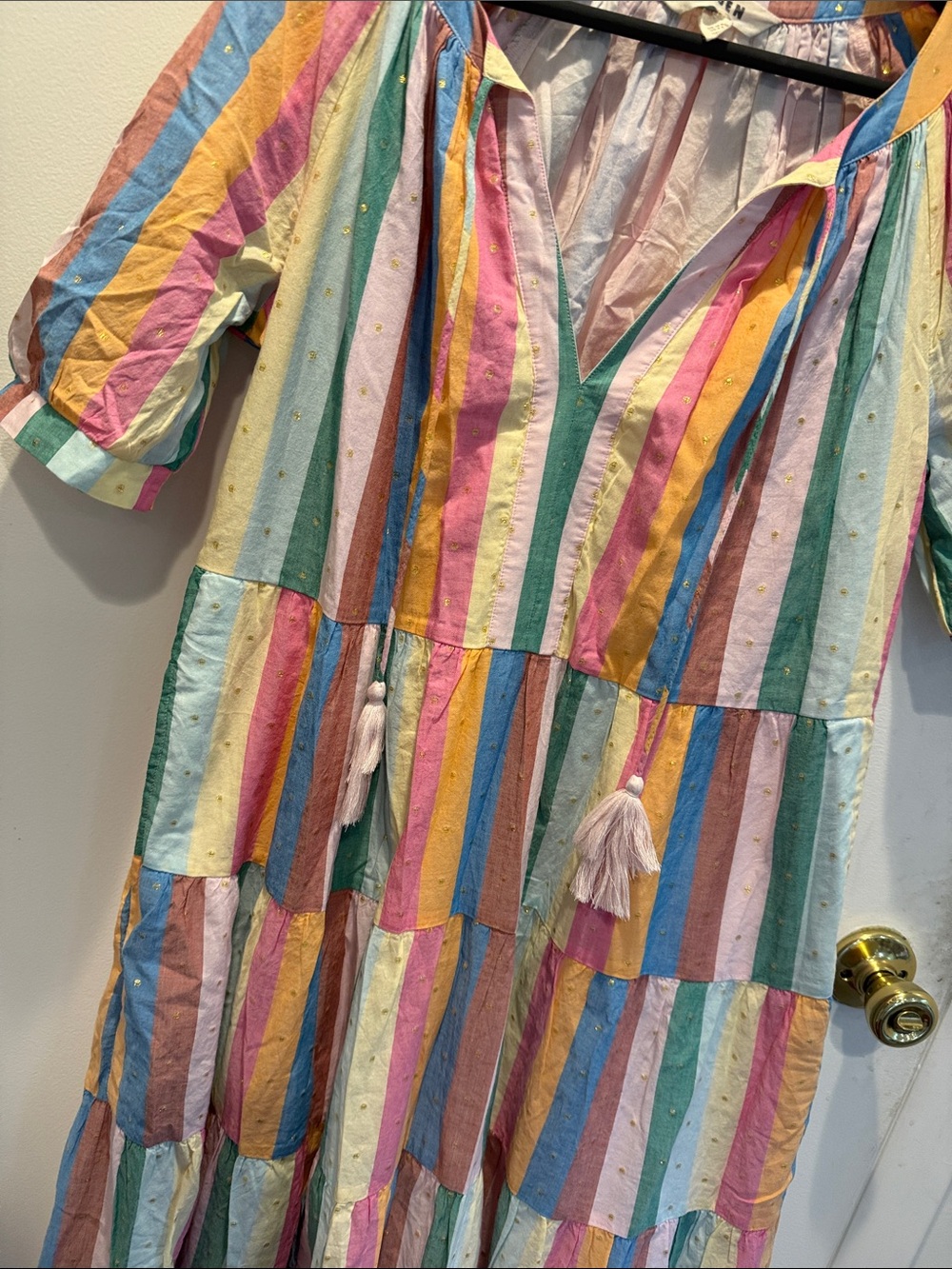 Boden Multicolor Pastel Striped Tiered Maxi Dress never worn - Picture 3 of 4